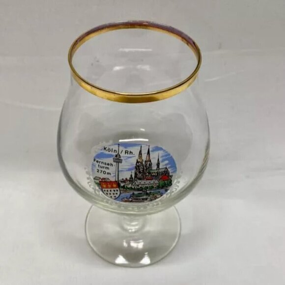 Vintage Koln/Rh. Fernseh Turm 270m City Scene Elegant Goblet Drinking Glass EUC - Picture 3 of 14